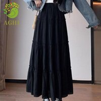 Váy Bánh Dài BLAZELINK, Với Viền Xù Màu Trơn Ruffle Váy Nửa Váy Nữ, Đơn Giản Trắng Đen Phong Cách Hàn Quốc Cao Cấp Nửa Đầm Xuân Hè