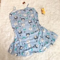Váy bầu 2 dây chất vải lanh thoáng mát thấm hút mồ hôi