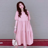 Váy bầu babydoll xinh [VB51] màu hồng VIBA váy bầu công sở