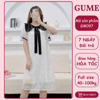 Váy bầu bigsize 40-100kg - Đầm bầu GuMe dáng xuông màu trắng vải voan lưới , mặc công sở GM097