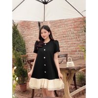 Váy bầu chân váy voan xòe xinh, cúc đính điểm nhấm của váy, dễ mặc,chất mát,mặc thoải mái