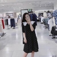 Váy Bầu Cổ Bèo Chấm Bi V51