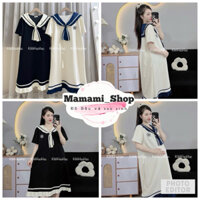 Váy Bầu Cổ Thuỷ Thủ Chất Mì Lạnh Mamamishop