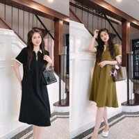 Váy bầu công sở mùa hè thiết kế dáng suông freesize dưới 75kg