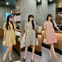 Váy bầu công sở mùa thu đông kết hợp sau sinh chất dạ freesize dưới 65kg