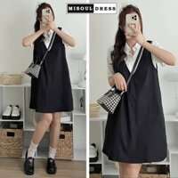 Váy bầu công sở phong cách Douyin Ulzzang giả yếm X219 gồm áo sơ mi voan tơ mềm mịn phối váy tuyết mưa dày dặn hàng đẹp