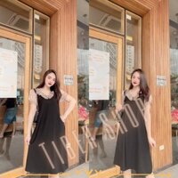 Váy Bầu Công Sở Thiết Kế Dáng Suông, Cổ Bèo Lá Sen. Dáng Váy Dài Qua Gối