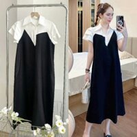 Váy bầu đầm bầu BCE thời trang dạo phố, Đầm bầu công sở dáng suông đuôi á