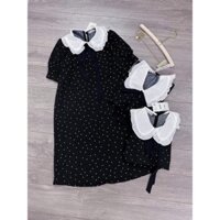 Váy bầu đầm bầu bigsize 40–100kg hoạ tiết chấm bi cổ sen xinh xắn