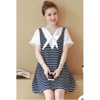 Váy bầu đầm bầu giả yếm kẻ thiết kế