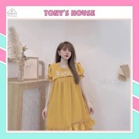 Váy bầu Đầm bầu màu vàng tay ôm  dáng xò thiết kế nữ tính kiểu dáng thời trang trẻ trung size <80kg bigsize