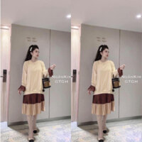 Váy bầu đầm bầu thu đông công sở chất nỉ da cá