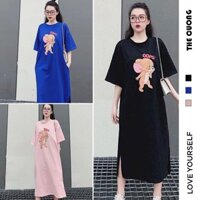 VÁY BẦU DÁNG SUÔNG C8696 DÀI FORM RỘNG IN HÌNH CHUỘT JERRY ĐIỆU ĐÀ CHẤT THUN COTTON THOÁNG MÁT SANG CHẢNH