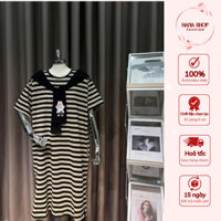 Váy bầu dáng xuông, đầm bầu xinh khăn thuỷ thủ in hình gấu,chất liệu cottong tăm cao cấp phù hợp mọi lứa tuổi