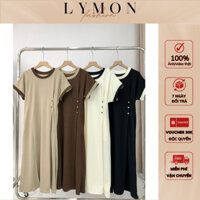 Váy bầu đẹp LYMON, đầm bầu suông chơn phối viền cúc eo chất liệu nỉ tăm mềm mại ,thoáng mát ,đi chơi đi tiệc _ M001