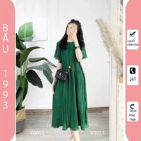 Váy Bầu Đẹp Suông Xếp Ly,Đầm Bầu Công Sở Đi Chơi Dự Tiệc Bigsize,Chất Voan Lụa 2 Lớp V0051 BẦU 1993