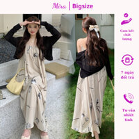 Váy Bầu Hoa Nhí Đầm Bầu maxi Hai Dây Kèm Áo Len Tăm Hàng 2 Lớp