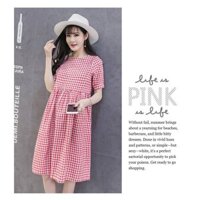 Váy Bàu Kẻ Caro Đỏ Dáng Dài _1229