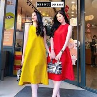 Váy bầu mặc Tết chất sợi gấm xịn X178 dáng babydoll suông dài - Đầm bầu mặc đi làm công sở đi chơi hàng thiết kế  loại 1