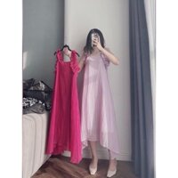 Váy bầu Maxi Cánh Tiên Dáng Suông Form Dài Đũi Tơ, Đầm bầu Maxi Cổ Vuông Phối Viền Bèo Dáng Suông Đi Biển Vải Mát M39