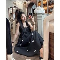 Váy bầu maxi SV820 đi biển,đầm bầu hai dây dáng dài hoạ tiết nơ bé li ngực form rộng