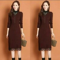 Váy bầu mùa đông chất len dáng dài siêu đẹp