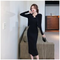 Váy bầu mùa đông dáng dài Shopdambau-MA1498 Đầm bầu thiết kế dự tiệc