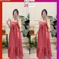 Váy Bầu Mùa Hè Hai Dây Thiết Kế. Đầm Bầu Maxi Chất Đũi Mềm Mát HN0162 Mama Store99