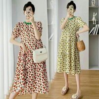 Váy bầu mùa hè thiết kế tầng khúc Dambauxinh Đầm bầu dự tiệc họa tiết hoa nhí