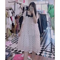 Váy bầu ngắn tay thời trang thiết kế tầng vải voan hai lớp mềm mát xinh xắn đi chơi dự tiệc M524 Mom and Baby