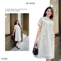 Váy bầu ren hai lớp mềm mại cổ sen có cúc chỉnh sườn thoải mái cho mẹ bầu V1282 thiết kế by B2 MUM