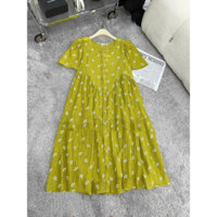 VÁY BẦU THIẾT KẾ HỌA TIẾT HOA NHÍ  Shopdambau-MA1388 đầm bầu thiết kế dự tiệc mùa hè phom rộng