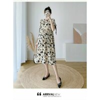Váy bầu thiết kế thời trang công sở mùa hè shopanhthu Đầm bầu dự tiệc hoạ tiết hoa nhí freesize dưới 70kg
