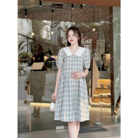 Váy Bầu Thiết Kế[FREESHIP]Đầm Bầu Công Sở Kẻ Siêu Xinh hàng đủ size