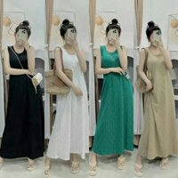 Váy bầu thời trang thiết kế sát nách dáng suông dài