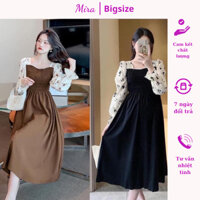 Váy Bầu Thu Đông Đầm Bầu Công Sở Hoa Nhí Siêu Xinh