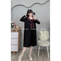 Váy bầu - Váy mì lạnh dài tay kèm khăn