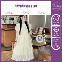 Váy bầu von 2 lớp- mặc đi làm đi chơi đều được đầm bầu thiết kế chanh xả siêu xinh from rộng freesize 43~68kg-VB 105