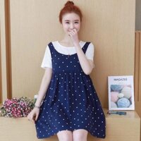 VÁY BẦU XANH CHẤM BI GIẢ YẾM