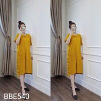 Váy bầu xinh BCA202 chất cotton - Đầm bầu công sở khuy sườn porm rộng đẹp
