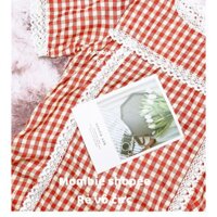 Váy bầu xinh, Đầm Bầu thời trang, cổ tay ren họa tiết caro sọc đỏ vải tuyết mưa mềm mịn mặc rất mát và thoải mái