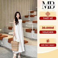 Váy bầu xinh Maxi 2 lớp đũi gân dự tiệc công sở dáng dài suông thời trang cao cấp MOM BABY
