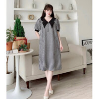 VÁY BẦU XUÔNG KẺ CARO CỔ NHỌN