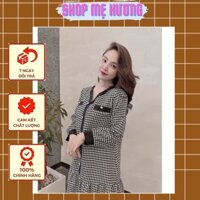 Váy bầu Ziczac cổ V cúc ngọc, dáng đuôi cá phong cách hàn quốc , dưới 72kg [MẪU H06]