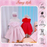 Váy bé gái 2 dây kết hạt 9-30kg chất gấm xốp mềm thêu hoa văn chỉ nổi phối tơ