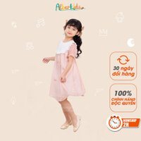 Váy bé gái ALBERKIDS hồng cổ trắng đính nơ 2 lớp công chúa xinh đẹp cho trẻ em 2,3,4,5,6,7,8,9,10,11,12 tuổi AG0161 - Hà
