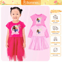 Váy bé gái Barbie Bomines, đầm búp bê Barbie phối lưới mềm mịn cho bé 2- 12 tuổi, 8kg - 36kg DTNLUOIBARBIEDUA