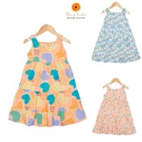 Váy bé gái chất lanh, đầm bé gái, size 2-10 tuổi, đầm trẻ em BONGKIDS có nhiều màu