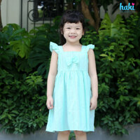 Váy bé gái cổ vuông tay cánh tiên HAKI, đầm hè thiết kế cho bé từ 10-26kg-HK525