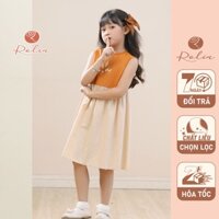 Váy bé gái cộc tay thêu hoa ROLIA chất đũi linen mềm mát mặc lên dáng sang điệu V138